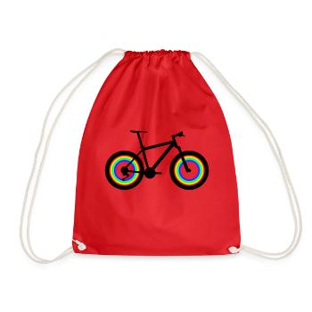 T-shirt gift idea Christmas Funny bike - Drawstring Bag - red - Front