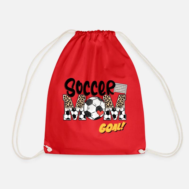 SOCCER MOM GOAL - Drawstring Bag - red