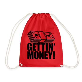 banknotes dollar dollar gettin money sign ge - Drawstring Bag - red - Front