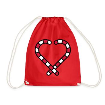 Candy Cane Heart - Drawstring Bag - red - Front