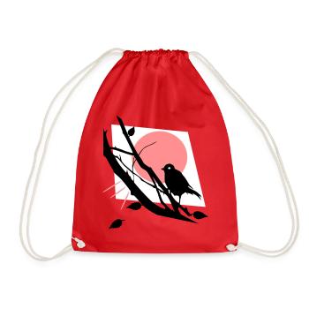 Bird with sun - Drawstring Bag - red - Front