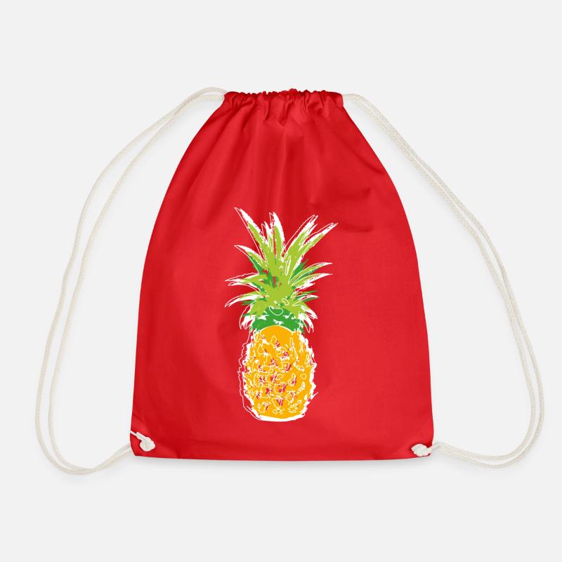 Pineapple scribble - Drawstring Bag - red