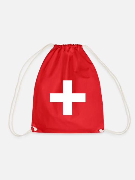 Schweiz Schweizer Switzerland Fanoutfit Geschenk - Turnbeutel - Rot