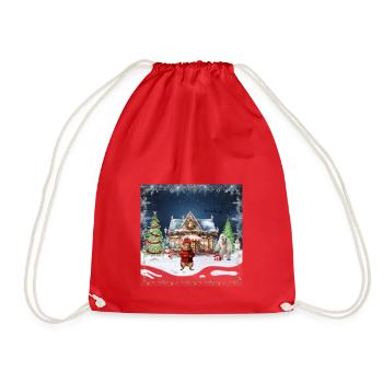 Verrücktes Weihnachtscafé - Turnbeutel - Rot - Vorne