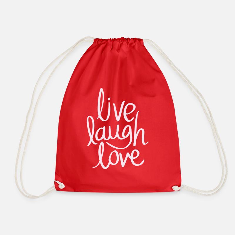 live laugh love - Drawstring Bag - red