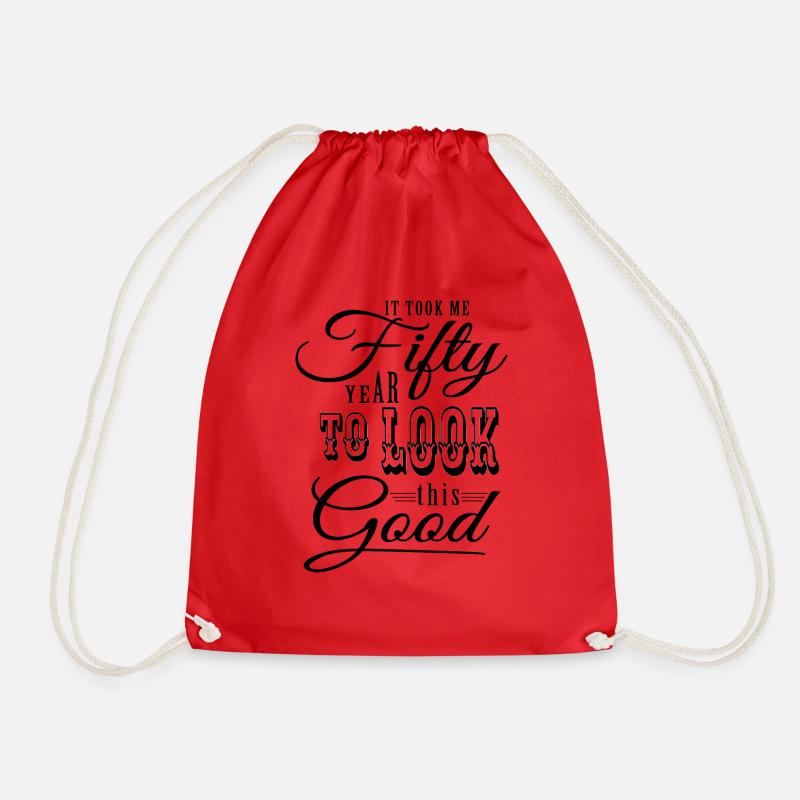 50th Birthday - Drawstring Bag - red