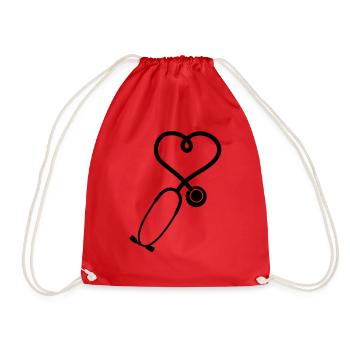 stethoscope_2_sp7 - Drawstring Bag - red - Front