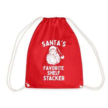 Santas favorite Shelf Stacker funny christmas - Drawstring Bag - red - Front