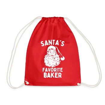 Santas favorite Baker funny christmas saying - Drawstring Bag - red - Front