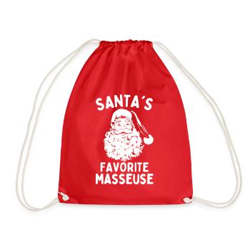 Santas favorite Masseuse funny christmas saying - Drawstring Bag - red - Front