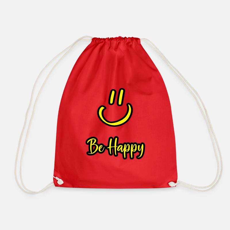 Be Happy - Drawstring Bag - red