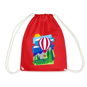 Good Times (balloon, landscape) - Drawstring Bag - red - Front