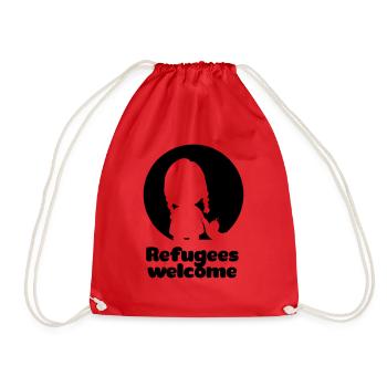 Refugees welcome - Turnbeutel - Rot - Vorne
