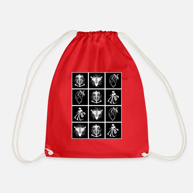 checkered Camargue woman - Drawstring Bag - red