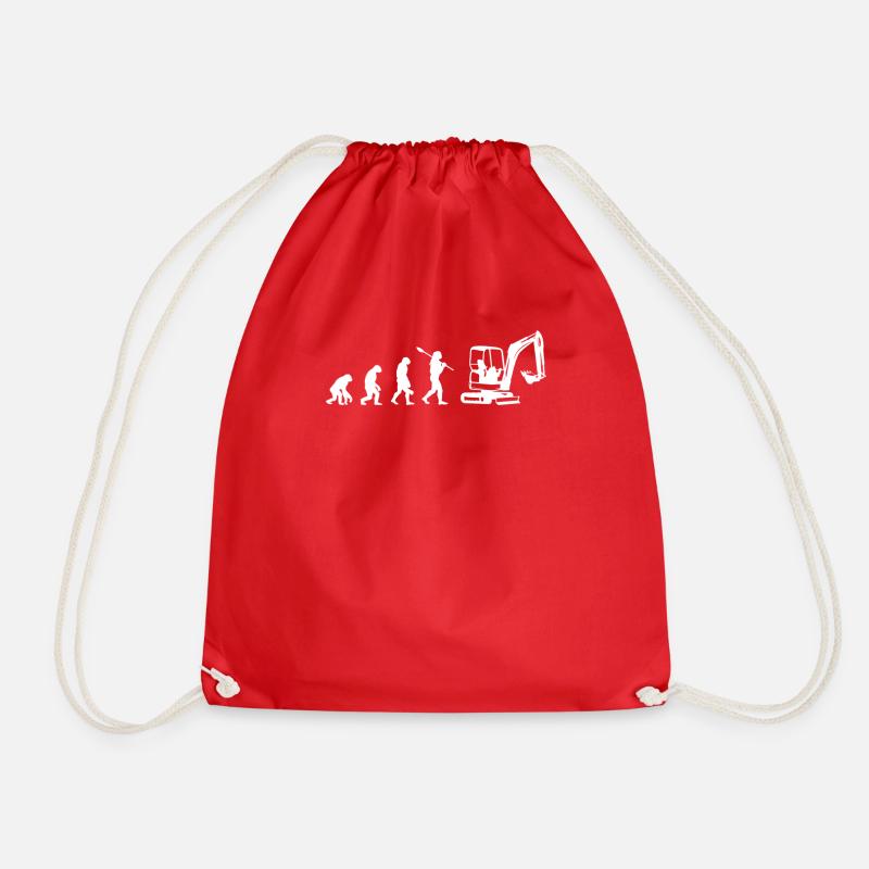 Excavator Driver Evolution - Drawstring Bag - red