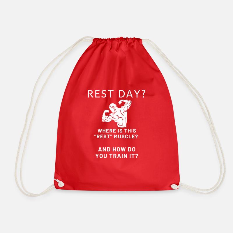 There is no "Rest Day" - Drawstring Bag - red