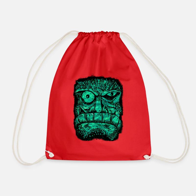 Inside orc green - Drawstring Bag - red
