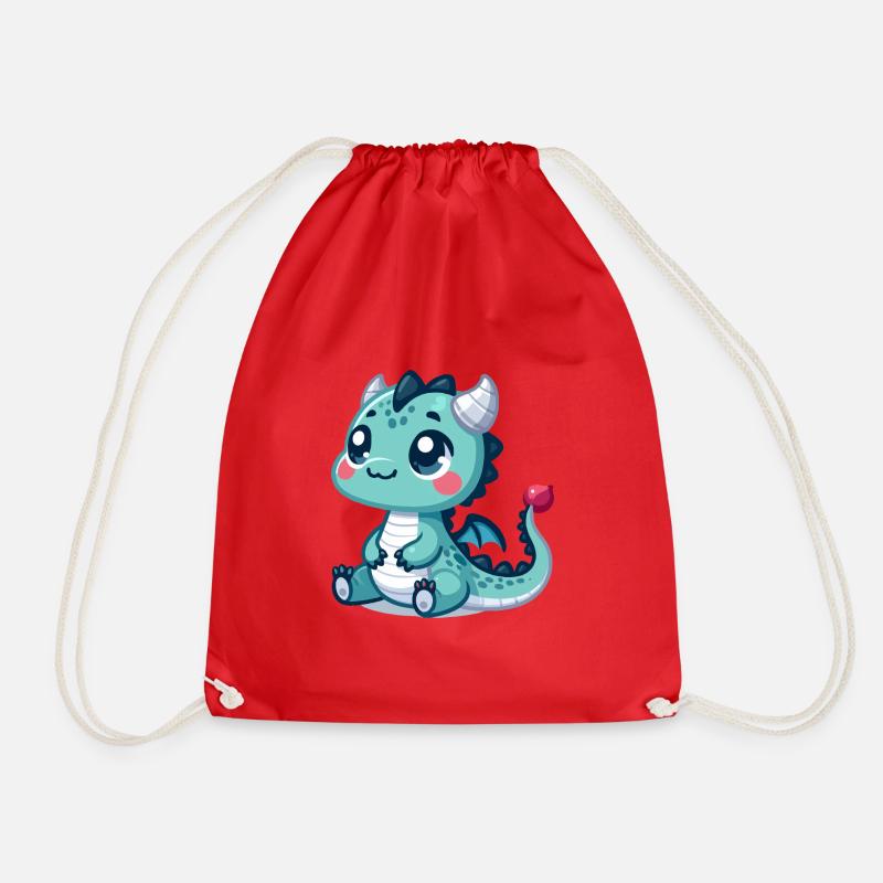 Cutest dragon in the realm! - Drawstring Bag - red