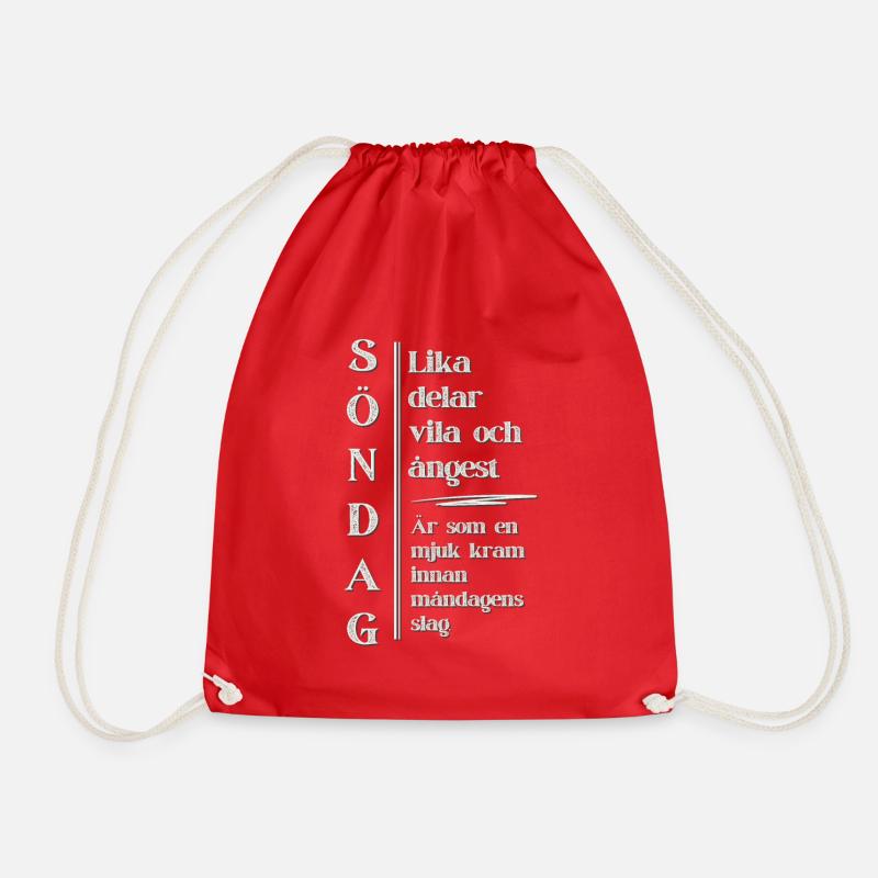 Sunday – Rest with a touch of anxiety - Drawstring Bag - red