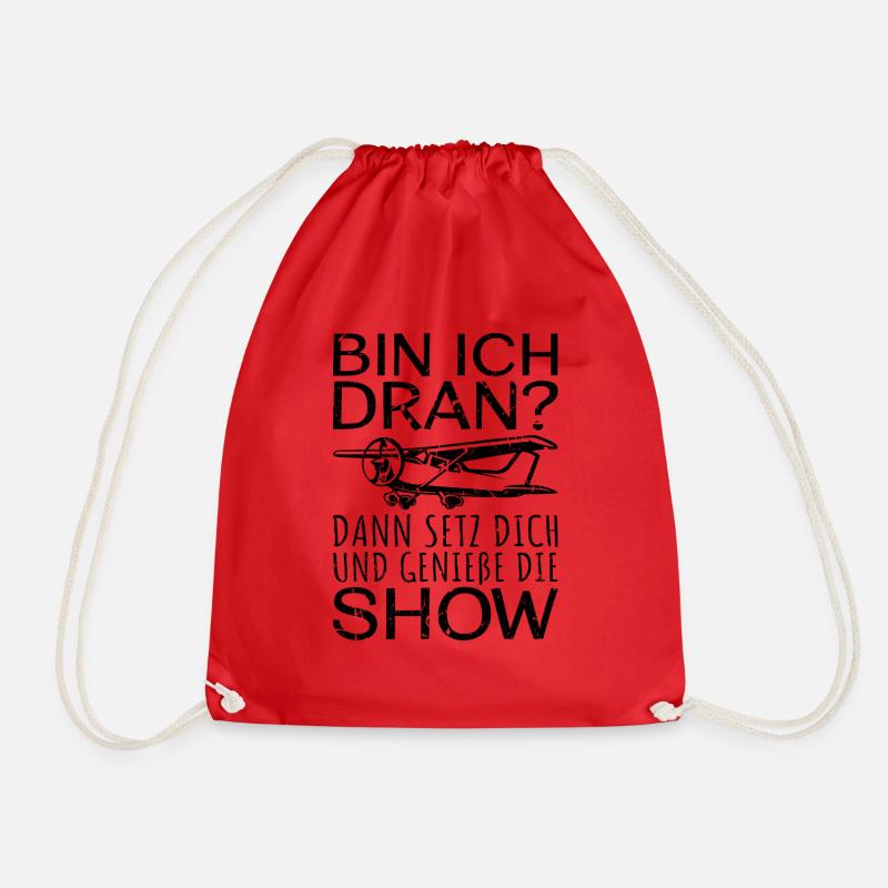 Bin Ich Dran Modellflugzeug Lustig Modellflieger - Turnbeutel - Rot