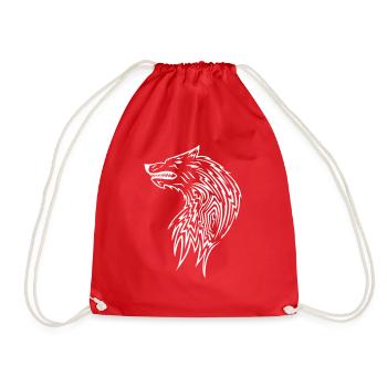 Wolf Tribal - Drawstring Bag - red - Front