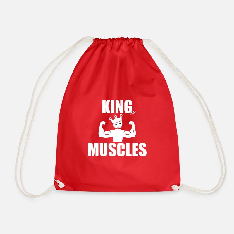 KING OF MUSCLES - Drawstring Bag - red