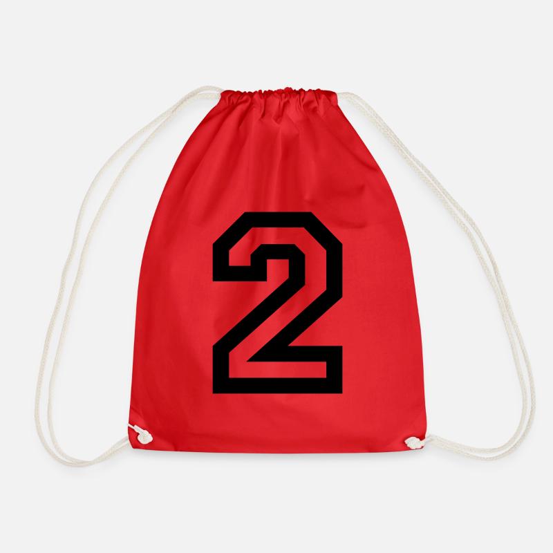 number - 2 - two - Drawstring Bag - red