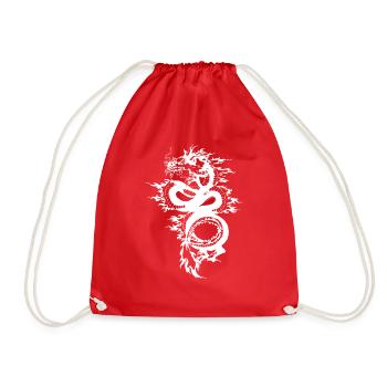 White Dragon Legend: A Symbol of Harmony - Drawstring Bag - red - Front
