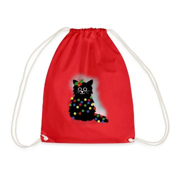 Christmas Cat - Drawstring Bag - red - Front