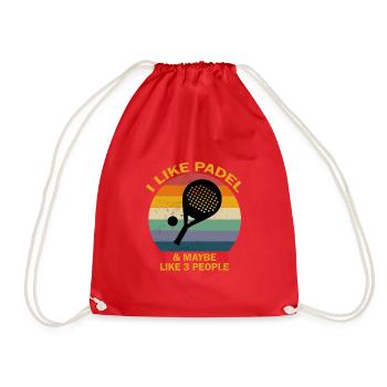 I Like Padel and Maybe Like 3 People - Drawstring Bag - red - Front