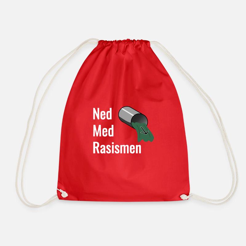 Down With Racism - Drawstring Bag - red