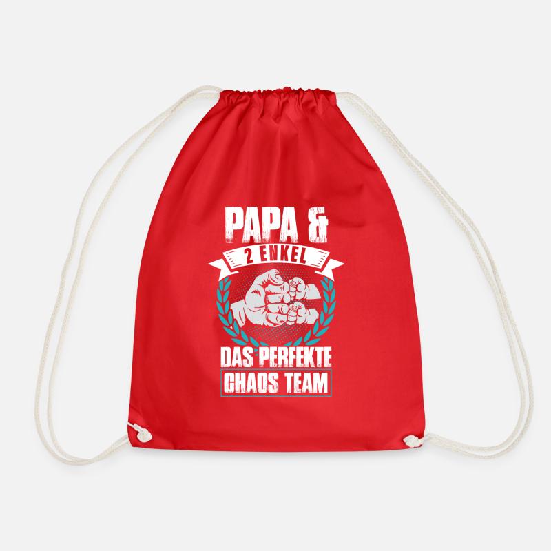 Papa 2 Enkel Das Perfekte Chaos Team - Turnbeutel - Rot