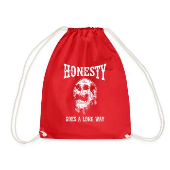 Lustige Sprüche - Quote - Honesty goes a long way - Turnbeutel - Rot - Vorne