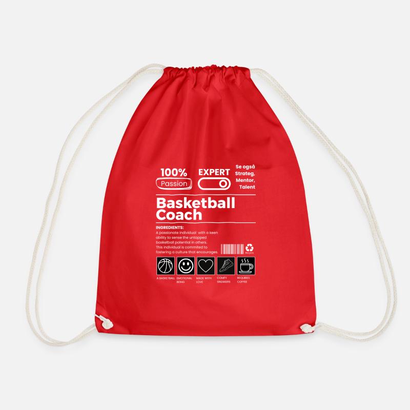 Basketball Coach Passion White - Drawstring Bag - red