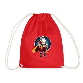 Bad Santa Merry Christmas snow Xmas Holiday - Drawstring Bag - red - Front