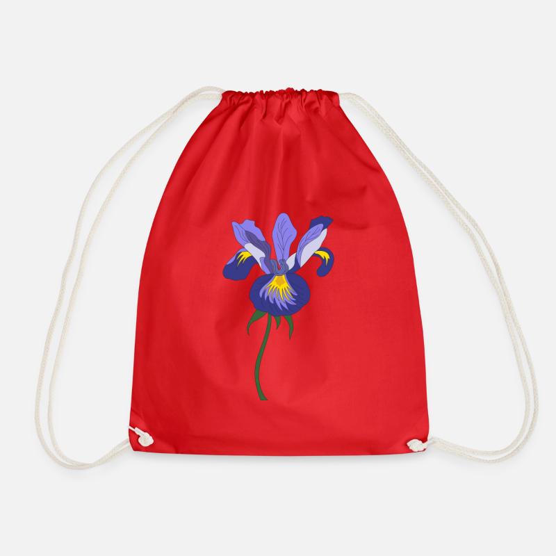 iris flower - Drawstring Bag - red