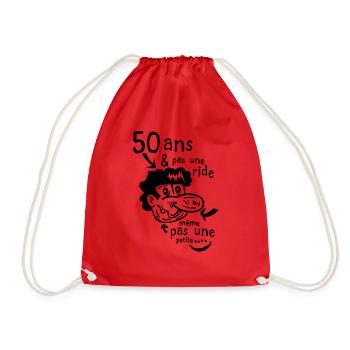 50 years not a wrinkle character - Drawstring Bag - red - Front