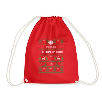 One Merry Telephone Operator - Drawstring Bag - red - Front