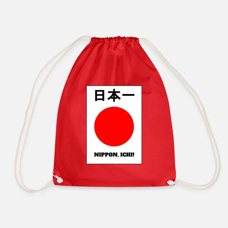 Nippon, Ichi! - Drawstring Bag - red