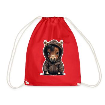 Babypferd mit Hoodie - Turnbeutel - Rot - Vorne
