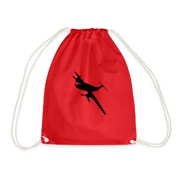 Twin-engine propeller aircraft - Drawstring Bag - red - Front