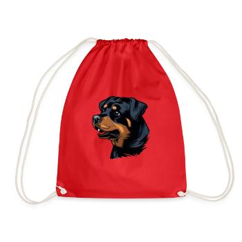 ROTTWEILER DRAWING PETS DOGS ART CANINE ANIMALS - Drawstring Bag - red - Front