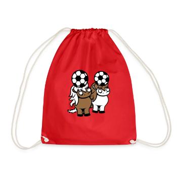 Horses Soccer Team Ball Game Header Club Fan - Drawstring Bag - red - Front