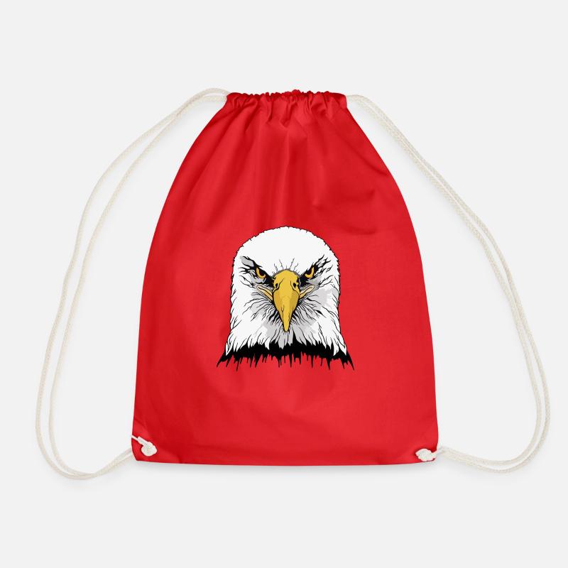 Eagle head - Drawstring Bag - red