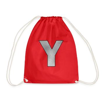 Letter Y Silver - Drawstring Bag - red - Front