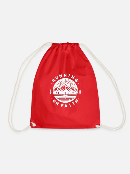 Running on Faith - Drawstring Bag - red