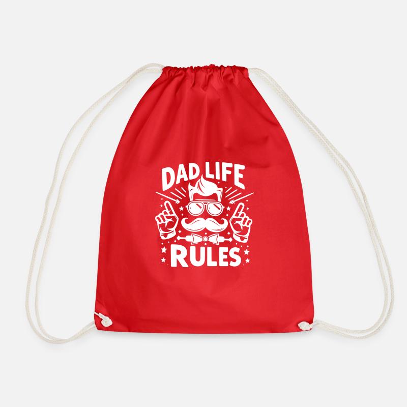 Dad Life Rules - Drawstring Bag - red