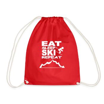 Eat Sleep Ski Repeat ist der Druck für den Skiliebhaber - Turnbeutel - Rot - Vorne