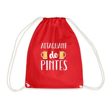 Attaquant de pintes cadeau humour bière football - Sac de sport léger - rouge - Devant