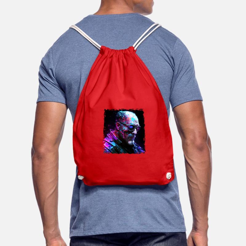 Alter High Tech Cyborg oder Android im Neonlicht Turnbeutel